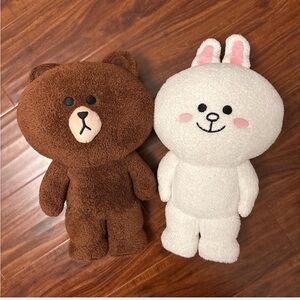 Line Friends Brown and White plushies set